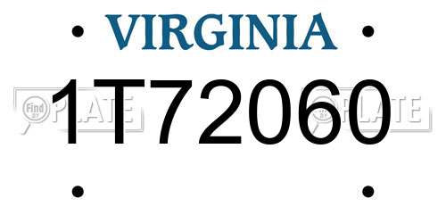 1T72060 Virginia License Plate