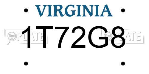 1T72G8 Virginia License Plate