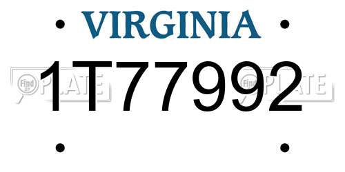 1T77992 Virginia License Plate
