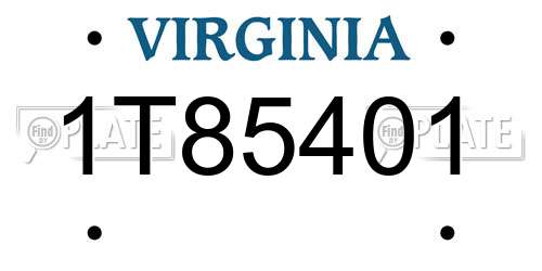 1T85401 Virginia License Plate