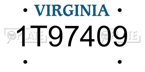 1T97409 Virginia License Plate