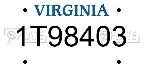 1T98403 Virginia License Plate