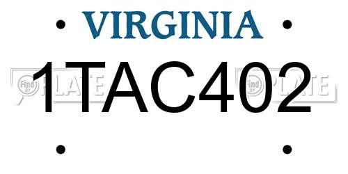 1TAC402 Virginia License Plate