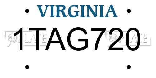 1TAG720 Virginia License Plate