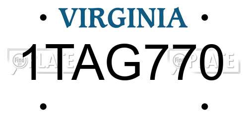 1TAG770 Virginia License Plate