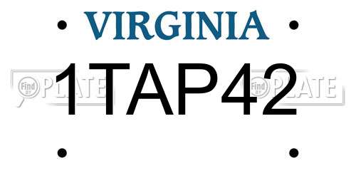 1TAP42 Virginia License Plate