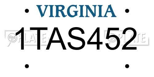 1TAS452 Virginia License Plate