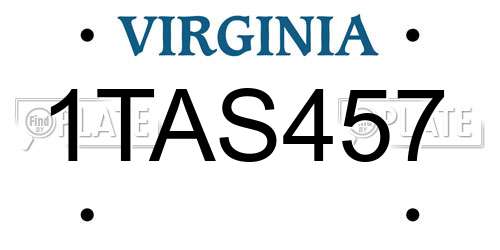 1TAS457 Virginia License Plate