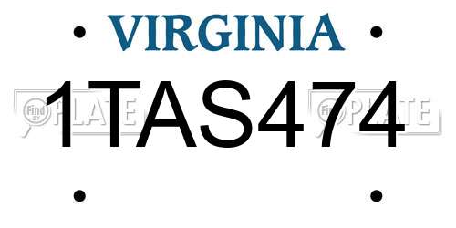 1TAS474 Virginia License Plate