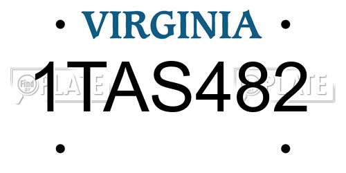 1TAS482 Virginia License Plate