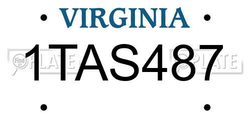 1TAS487 Virginia License Plate
