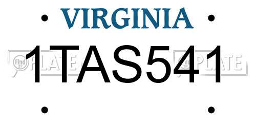 1TAS541 Virginia License Plate