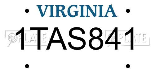 1TAS841 Virginia License Plate