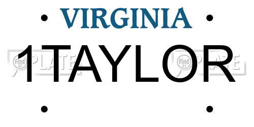 1TAYLOR Virginia License Plate