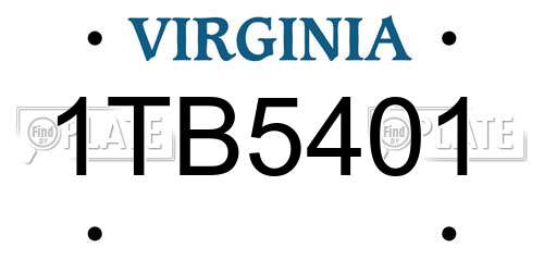 1TB5401 Virginia License Plate