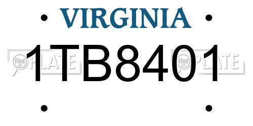 1TB8401 Virginia License Plate