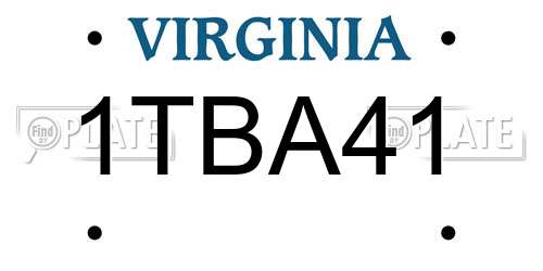 1TBA41 Virginia License Plate