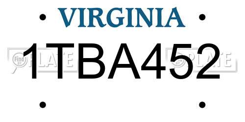 1TBA452 Virginia License Plate