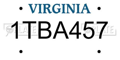 1TBA457 Virginia License Plate