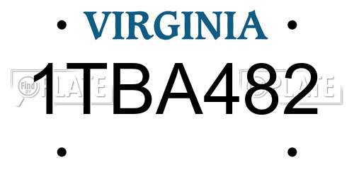 1TBA482 Virginia License Plate