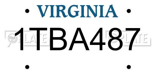 1TBA487 Virginia License Plate