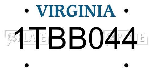 1TBB044 Virginia License Plate