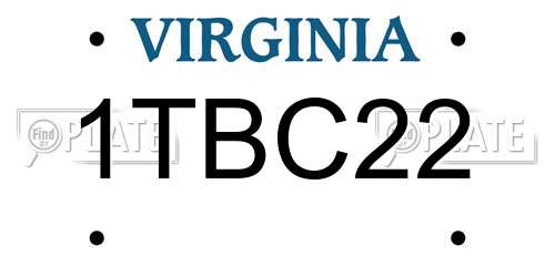 1TBC22 Virginia License Plate