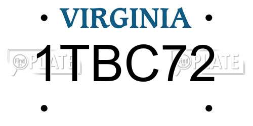 1TBC72 Virginia License Plate