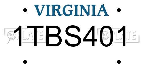 1TBS401 Virginia License Plate