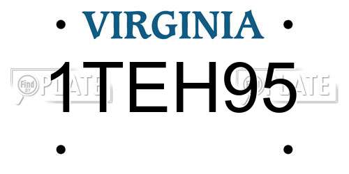 1TEH95 Virginia License Plate