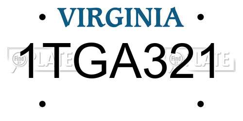 1TGA321 Virginia License Plate