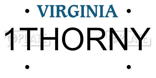 1THORNY Virginia License Plate