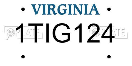 1TIG124 Virginia License Plate
