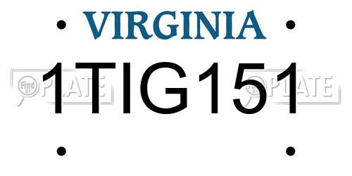 1TIG151 Virginia License Plate