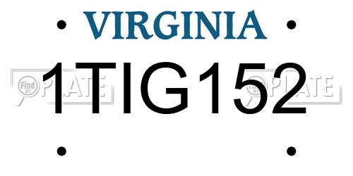 1TIG152 Virginia License Plate
