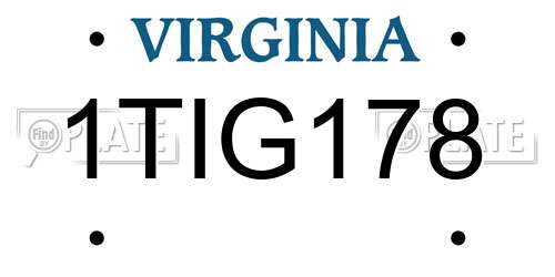 1TIG178 Virginia License Plate