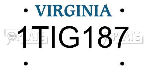 1TIG187 Virginia License Plate