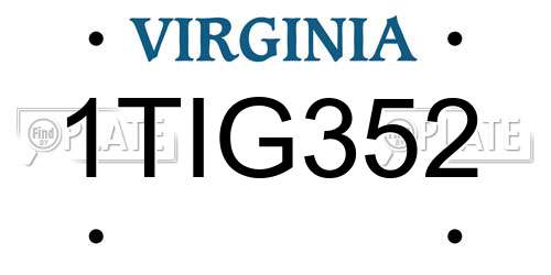1TIG352 Virginia License Plate