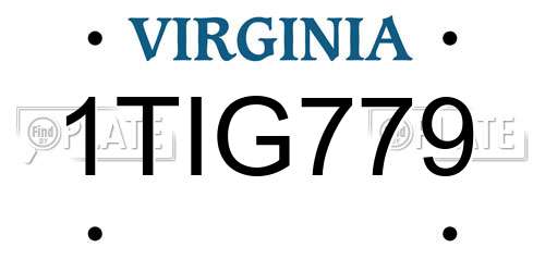 1TIG779 Virginia License Plate