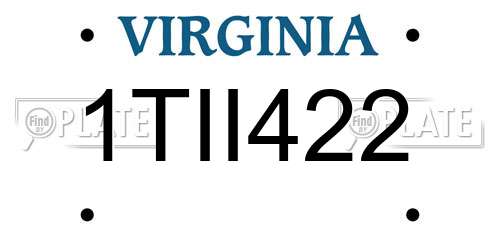1TII422 Virginia License Plate