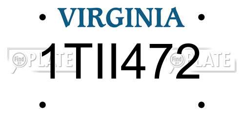 1TII472 Virginia License Plate