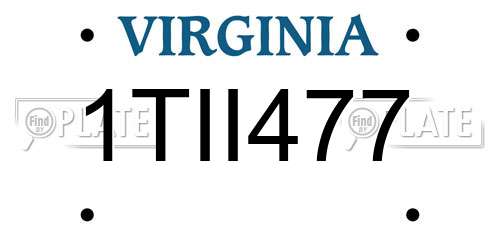 1TII477 Virginia License Plate