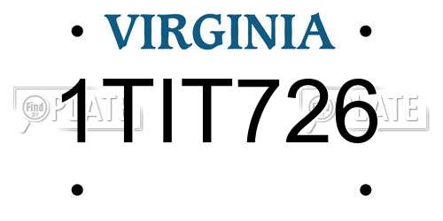 1TIT726 Virginia License Plate