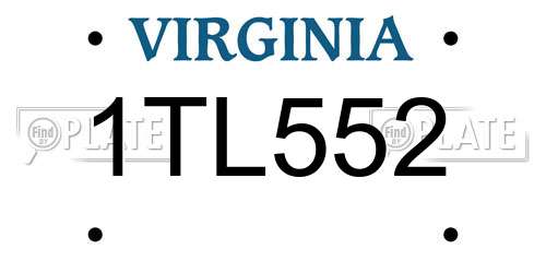 1TL552 Virginia License Plate