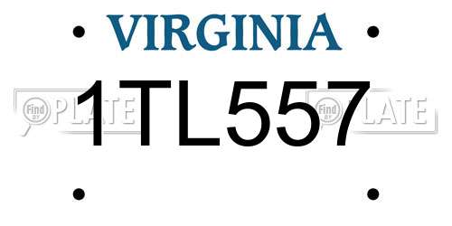 1TL557 Virginia License Plate