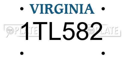1TL582 Virginia License Plate