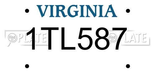 1TL587 Virginia License Plate