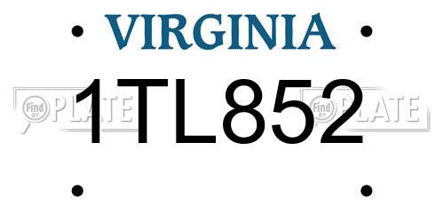 1TL852 Virginia License Plate