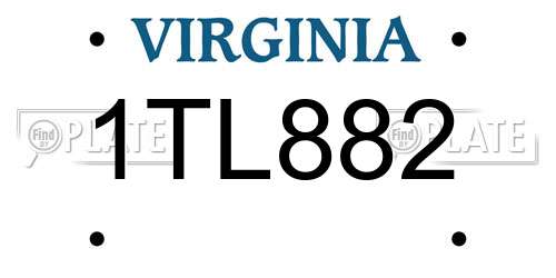 1TL882 Virginia License Plate