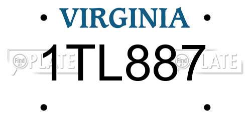 1TL887 Virginia License Plate